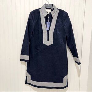 Sail to Sable Corduroy Tunic Dress M Navy Silver NWT